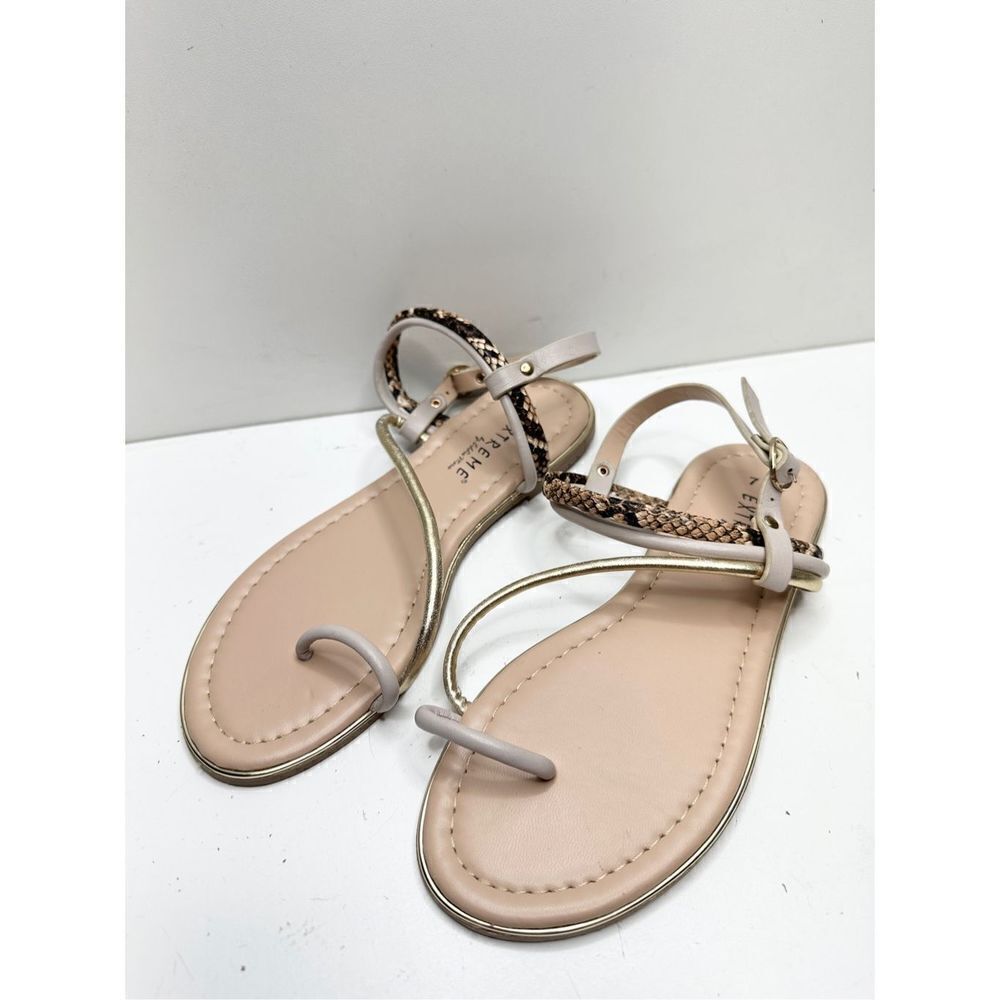 Extreme Sandals Womens Size 7 Snakeskin Detail Open Toe Flats‎